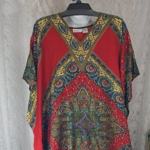 Easy Comfort DressIng Oversized Caftan Maxi Dress Rust Gold Sante Classic